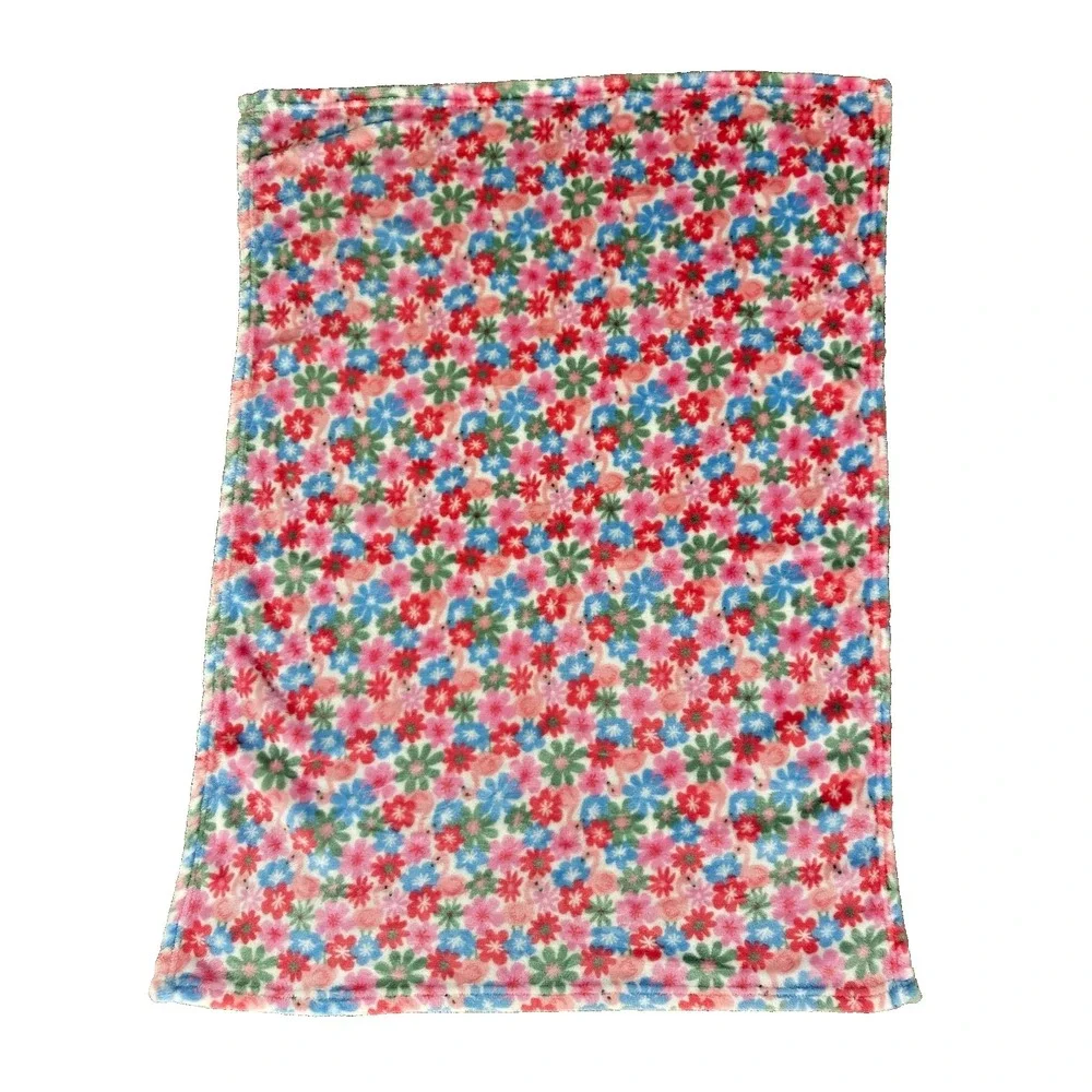 Duck Duck Goose Baby Blanket Flamingo Pink Flowers Blue Green Soft RN36753